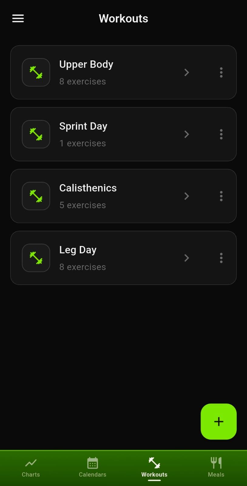 GymReps workout logging screenshot